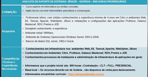 Analista de Processos Pleno / Sênior Goiânia
